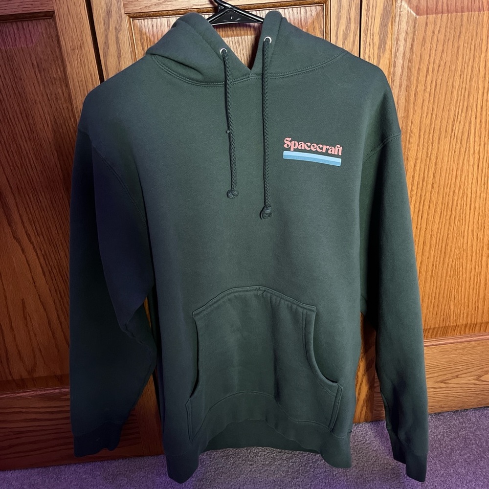 Green Pullover Sweatshirt with Drawstring Hood